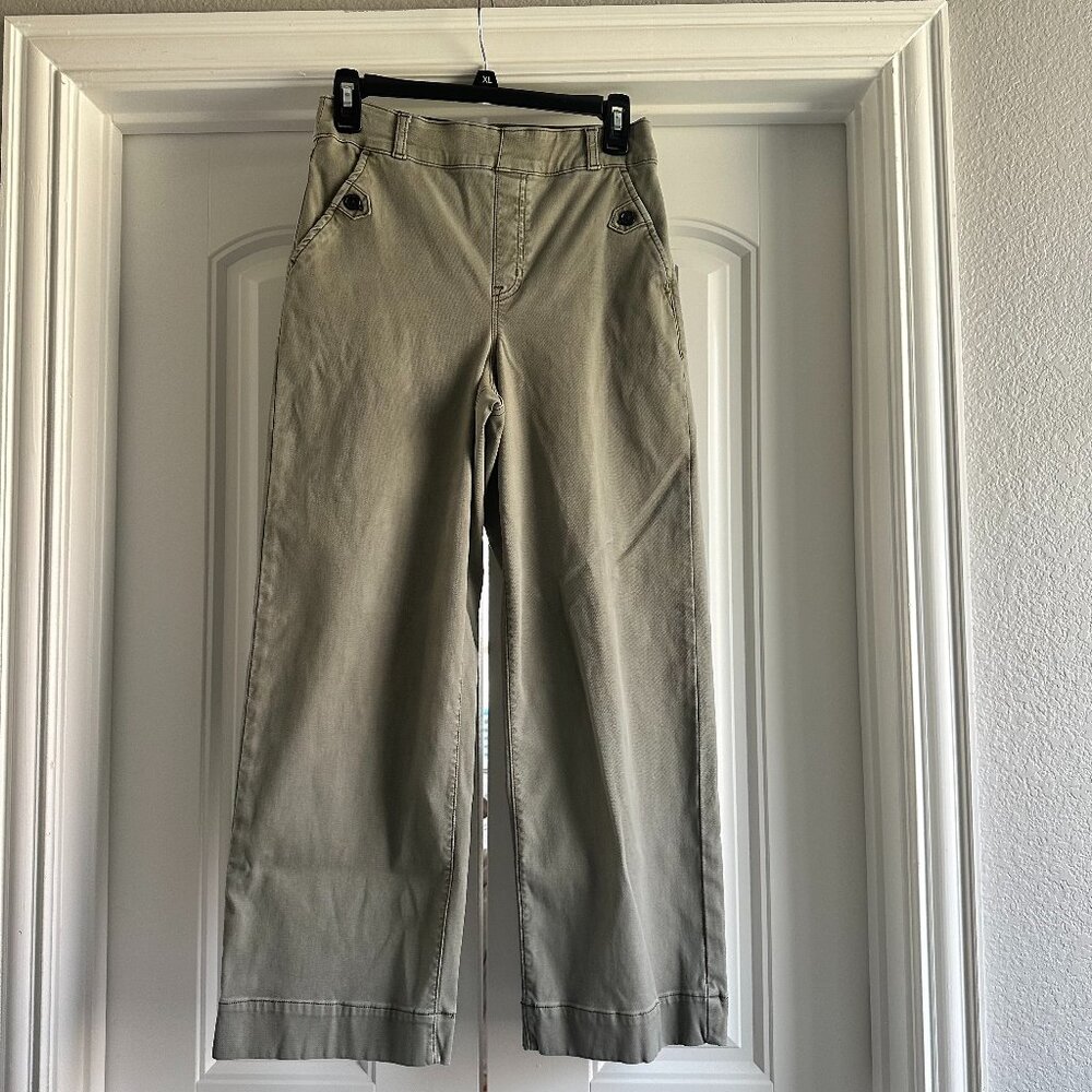 Spanx Stretch Twill Cropped Wide Leg Pant in Green